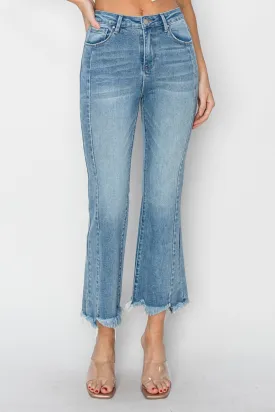 RISEN Full Size High Rise Frayed Hem Flare Jeans - ONLINE ONLY - 7-10 DAY SHIPPING