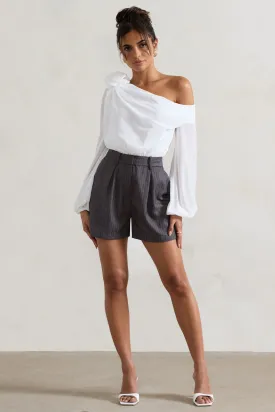 Rue | Grey Pinstripe Tailored Shorts