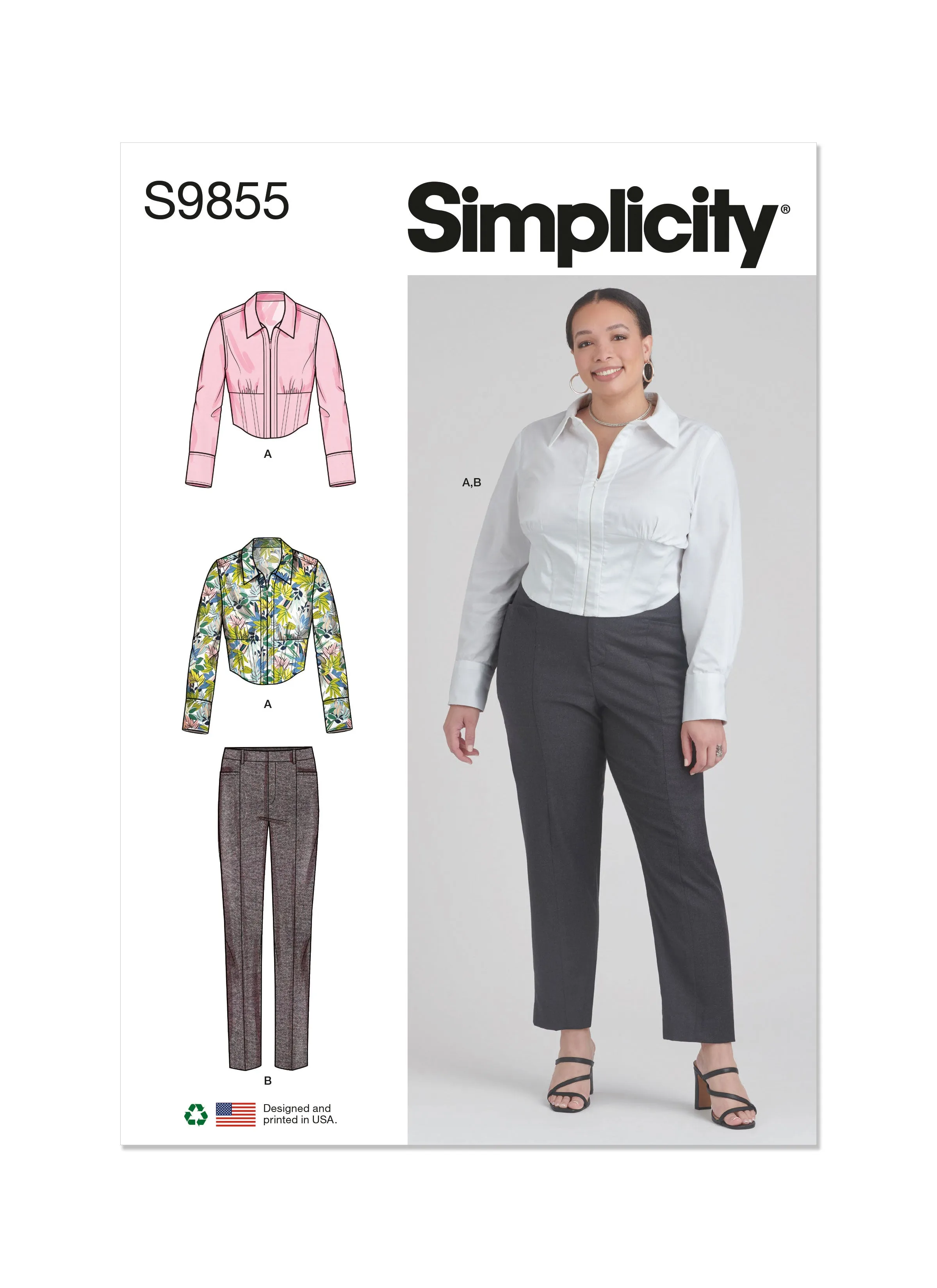 Simplicity Sewing Pattern 9855 Women's shirt and trousers