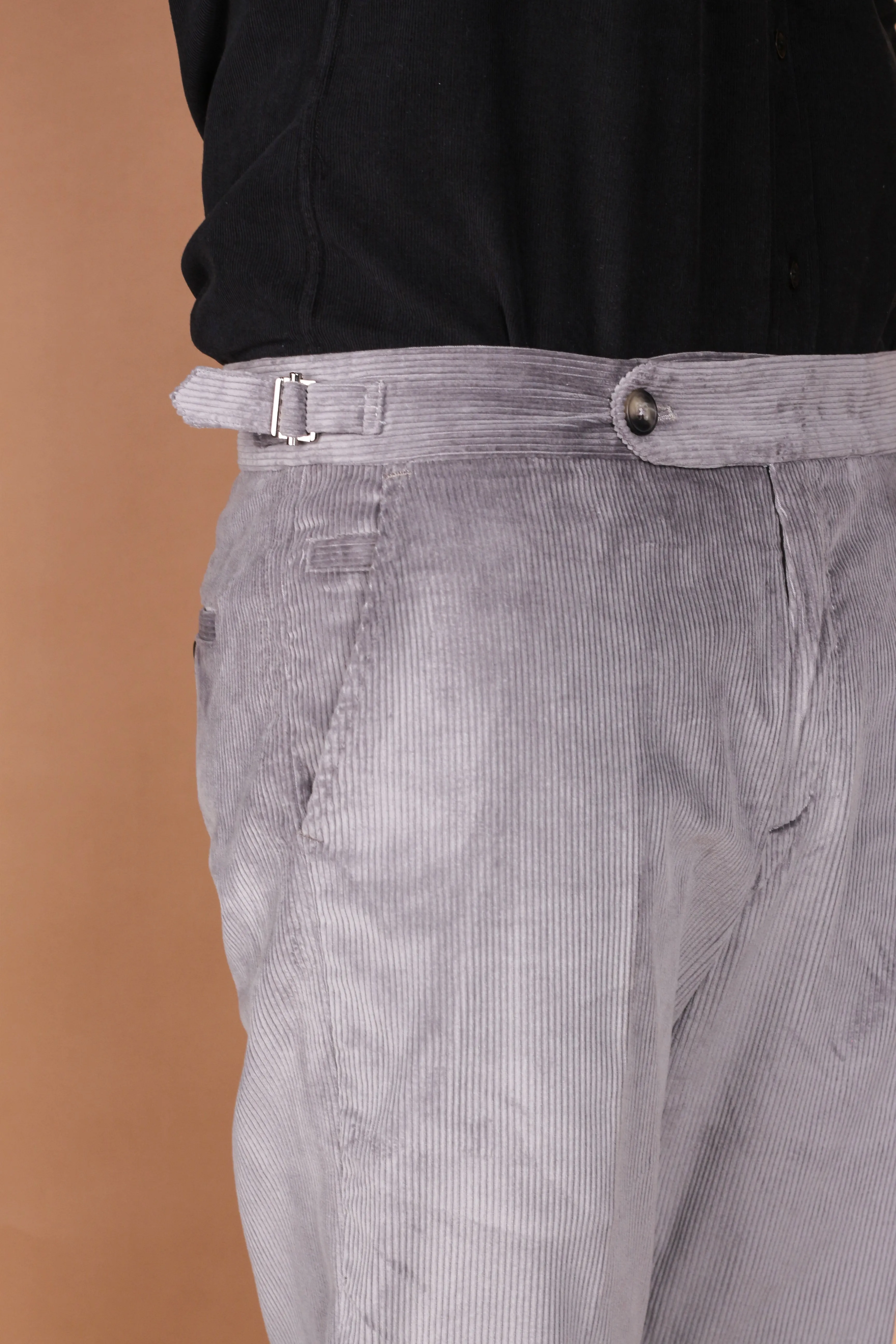 Steel Grey Wide Wale Corduroy Trousers