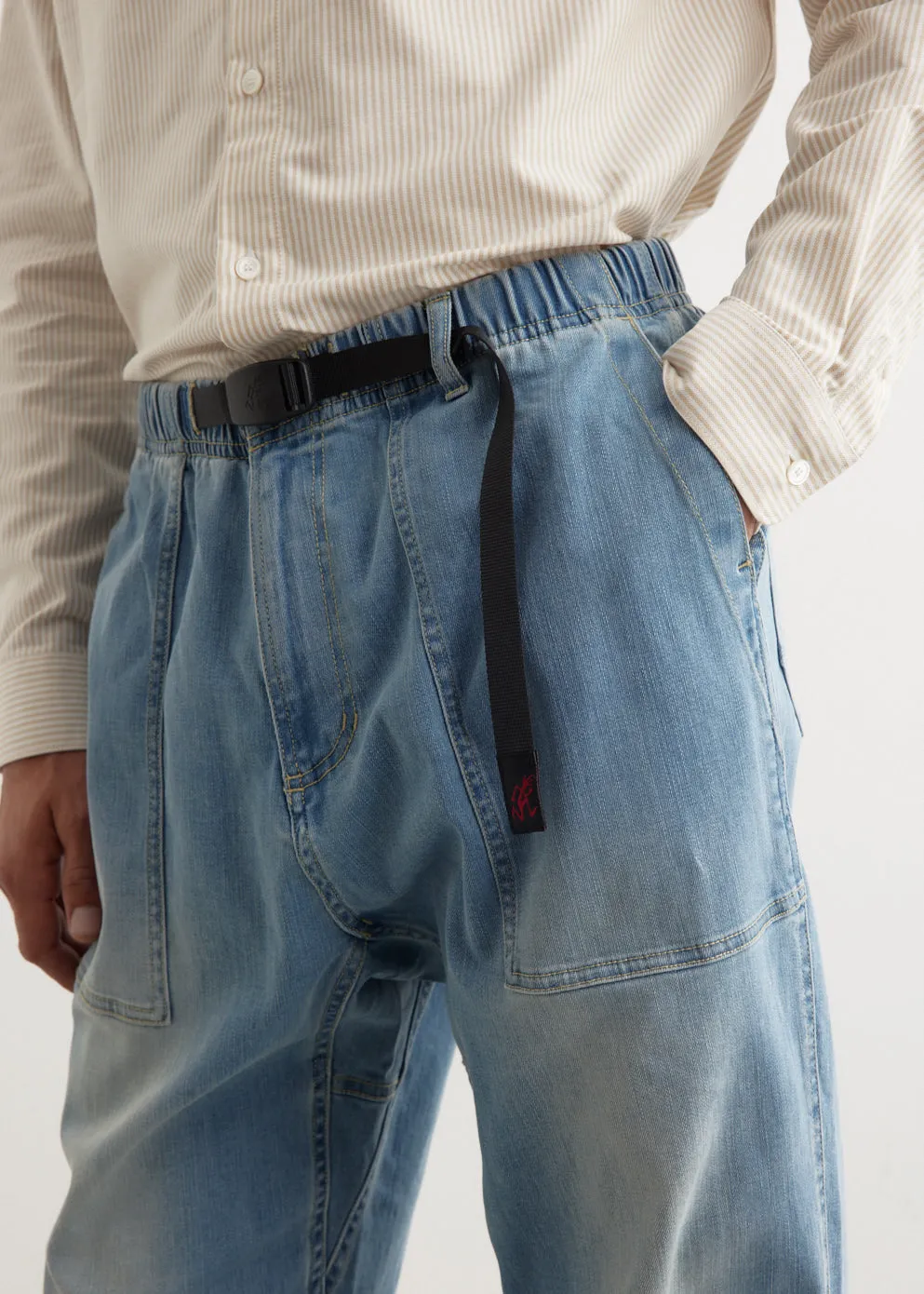 Stretch Denim Loose Tapered Ridge Pants