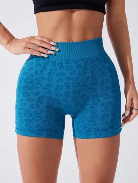 Stretchy Leopard High Waist Active Shorts