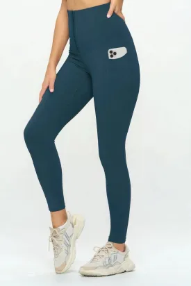 Teal High-Compression Yoga Leggings with Pockets