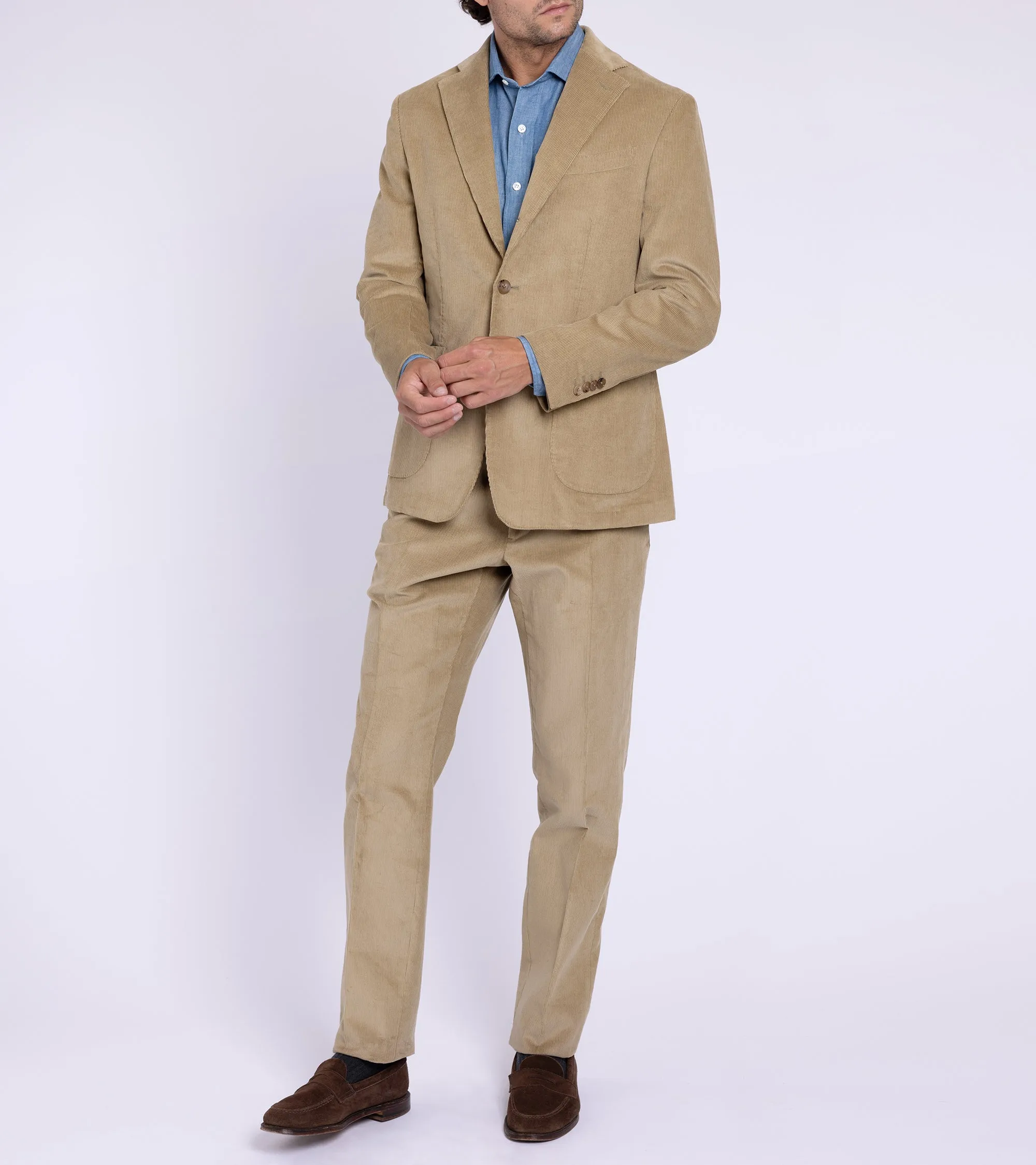 Trunk Wigmore Fine Cotton Corduroy Suit Jacket: Beige