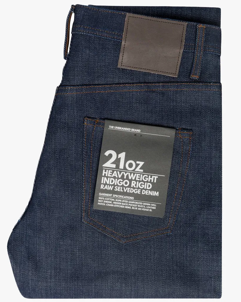 Unbranded UB621 Relaxed Tapered Mens Jeans - 21oz Indigo Selvedge