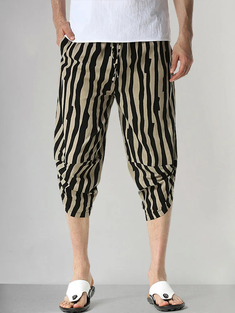 Vintage Graphic Casual Capri Pants