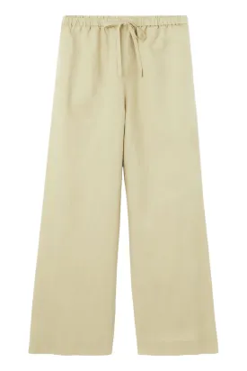 Wide-Leg Linen Drawstring Trousers