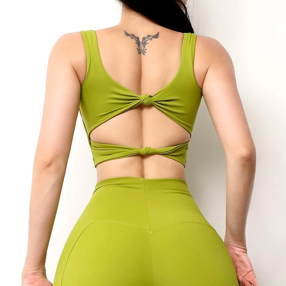 Women 2 piece sets  sports bra and shorts set push up bra high impact pad top gym bra biker shorts for women