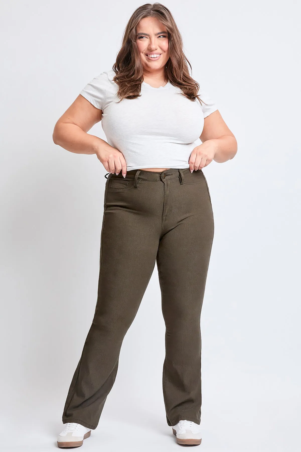 Women´s Plus Size Hyperstretch Flare Pants, Dark Olive